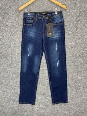 Kenneth Cole Jeans Youth Girls 14 Distressed Straight Leg Dark Wash NWT